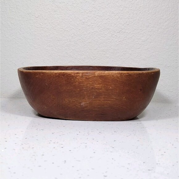 Vintage Wooden Bowl Carved Solid Wood Square Boho Rustic Primitive 12x11.5x4" - Picture 5 of 13